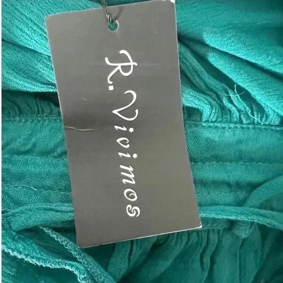 NWT R.Vivimos Teal Summer Halter Deep V Neck Mini Dress, Size Medium - Picture 10 of 10